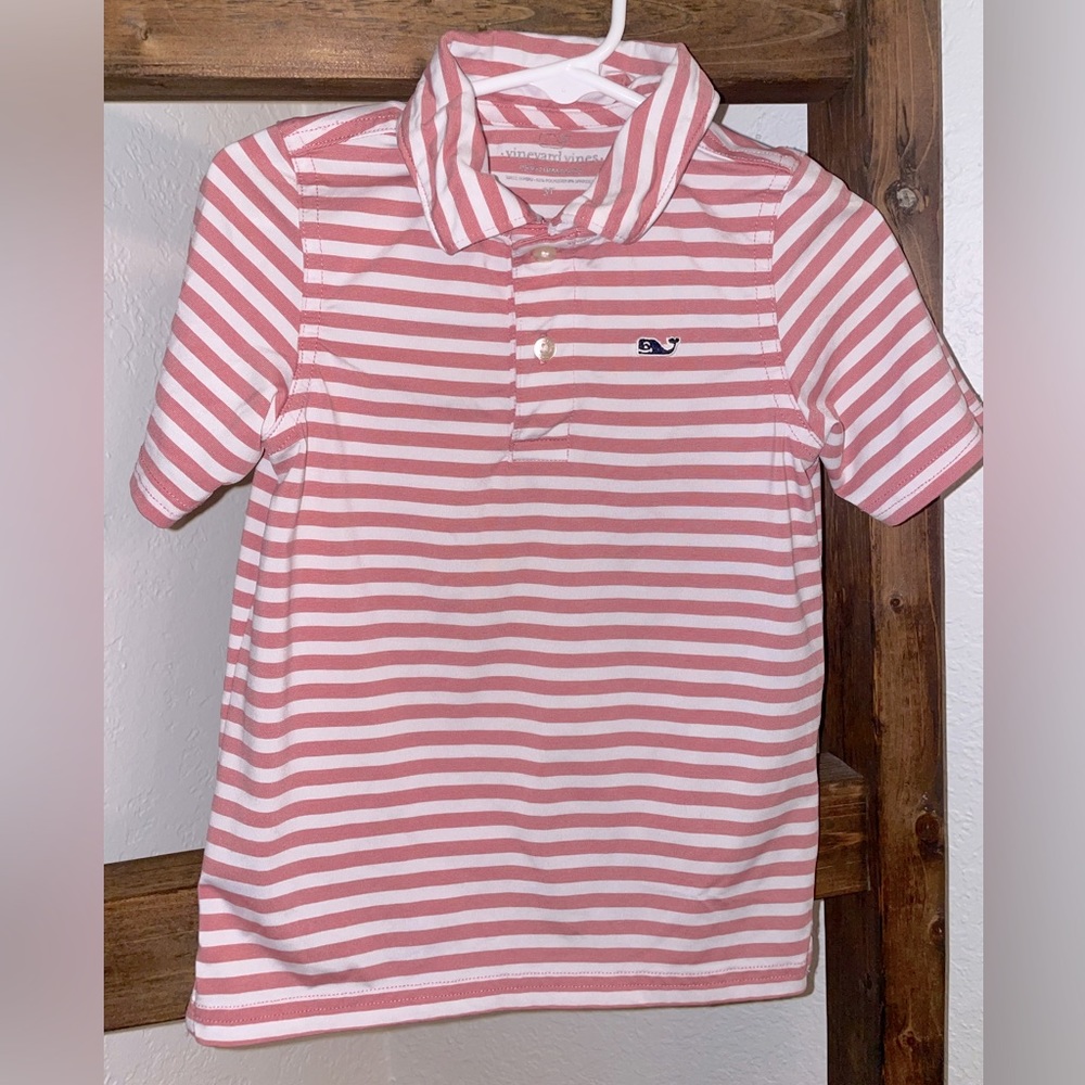 Vineyard Vines Performance Polo - boys 3T (pink & white)